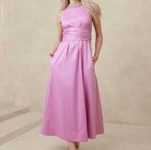 Pink Cotton Poplin Maxi Dress